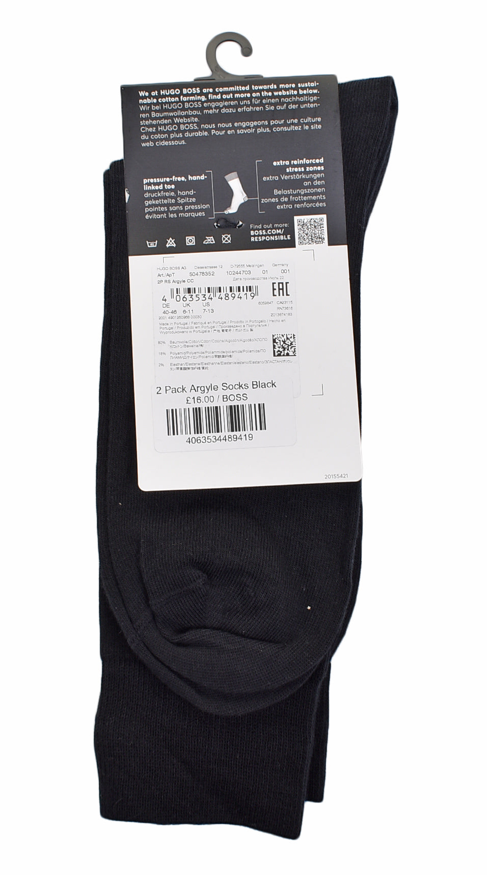 2 Pack Argyle Socks Black