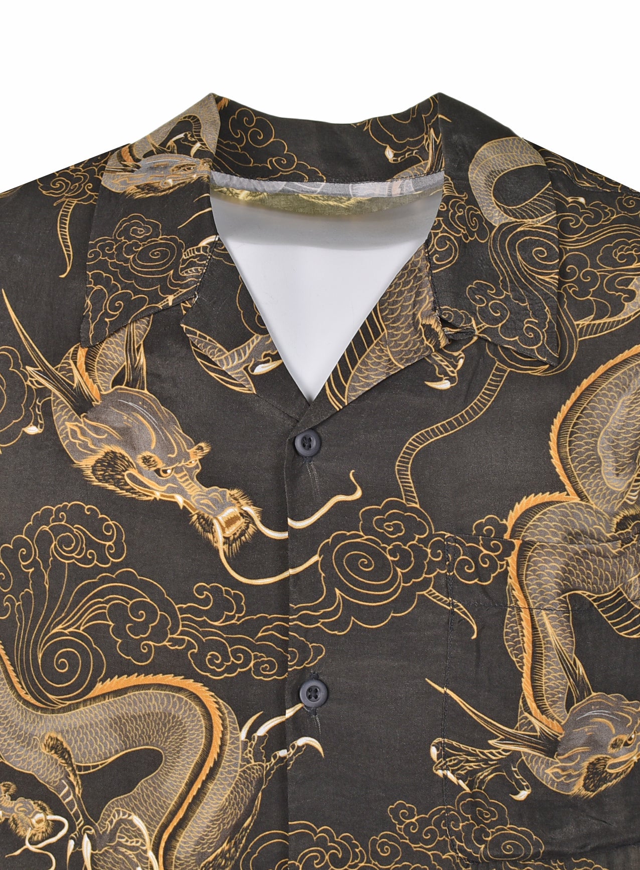 4234 Cloud Dragon Camp Collar Shirt Golden Black