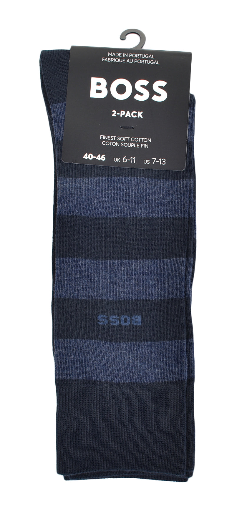 2 Pack Block Stripe Socks Open Blue