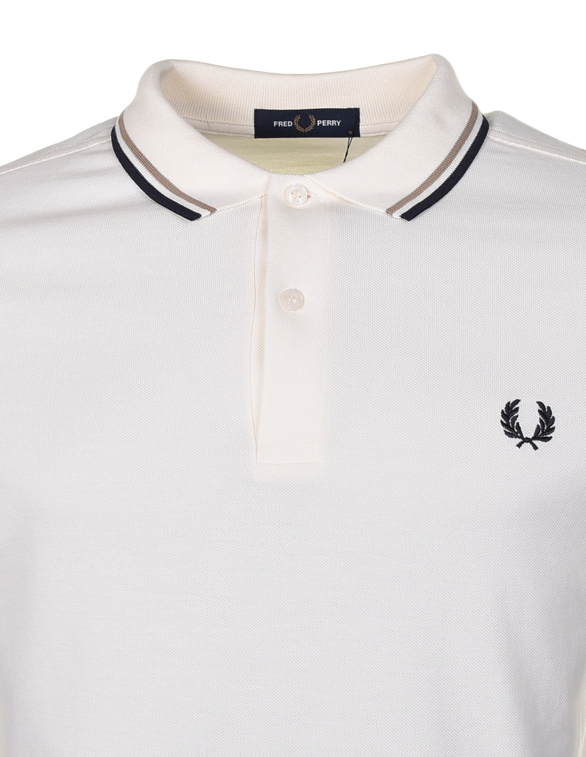 Twin Tipped Polo Shirt Ecru Warm Stone Navy