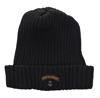 Paul and Shark Anchor Beanie in Black