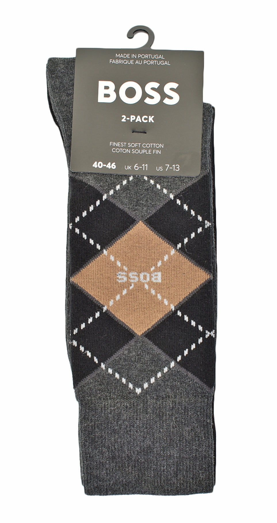 2 Pack Argyle Socks Charcoal