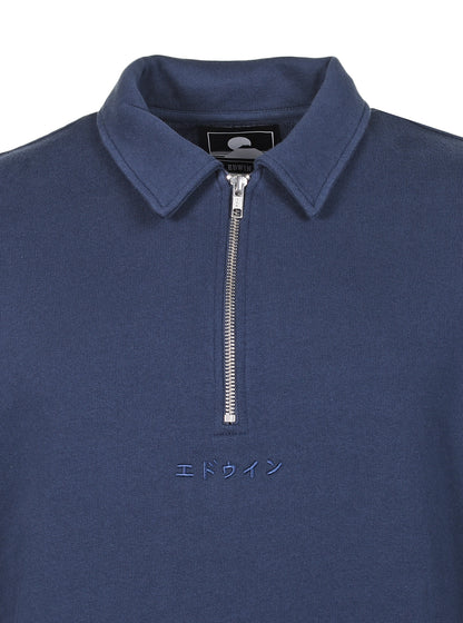 Zipped Polo Sweatshirt Navy